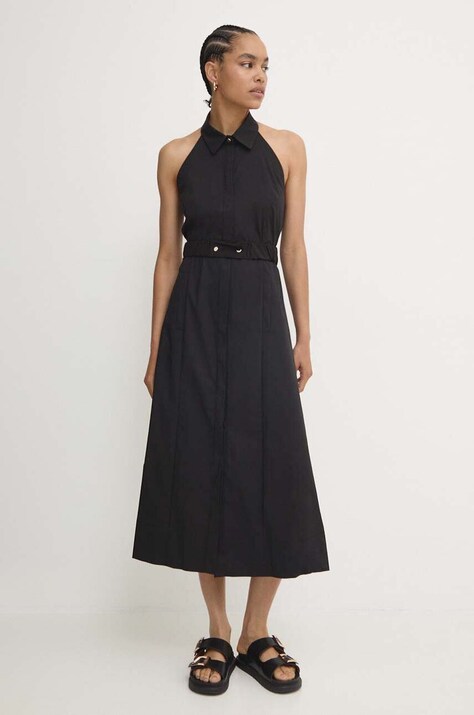 Šaty Answear.LAB čierna farba, midi, áčkový strih