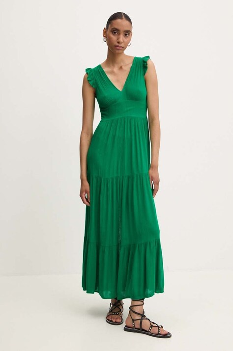 Answear Lab rochie culoarea verde, maxi, evazată