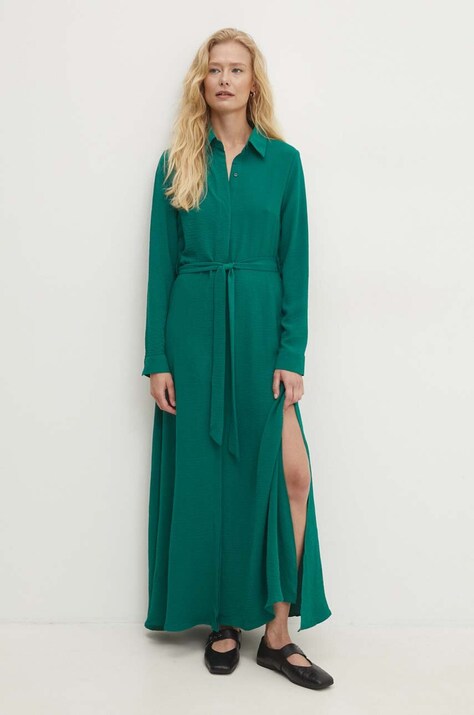 Answear Lab rochie culoarea verde, maxi, evazată
