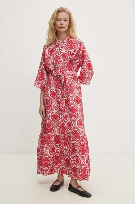 Answear Lab rochie din in culoarea rosu, maxi, evazată