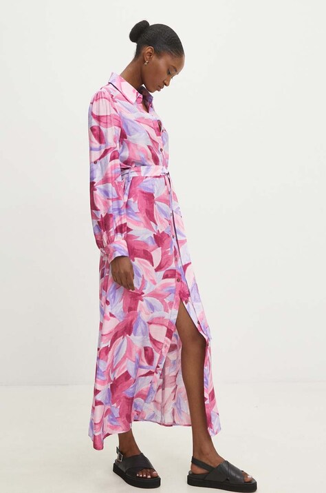 Answear Lab rochie culoarea roz, maxi, evazată