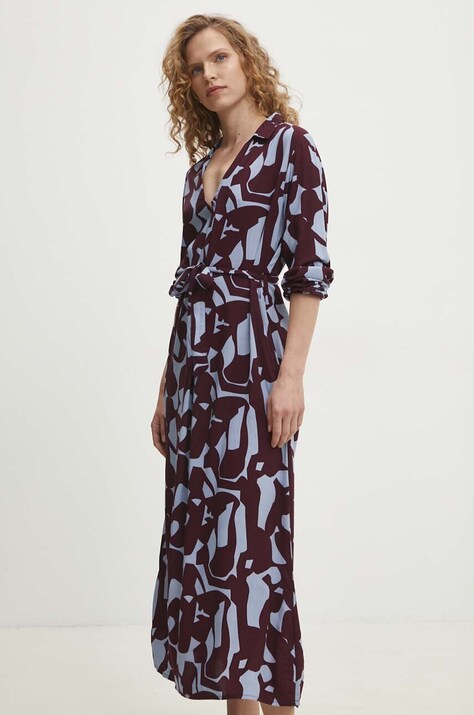 Answear Lab rochie culoarea bordo, maxi, evazată