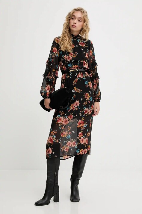 Answear Lab rochie culoarea negru, midi, evazată