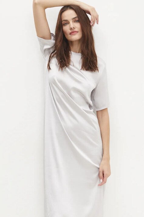 Answear Lab rochie culoarea argintiu, midi, dreaptă