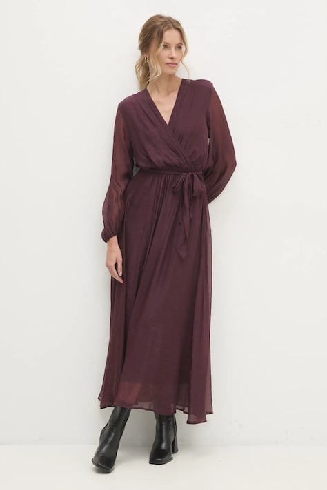 Answear Lab rochie culoarea bordo, maxi, evazată
