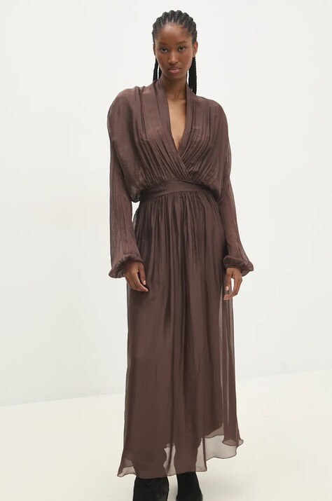 Answear Lab rochie culoarea maro, maxi, drept