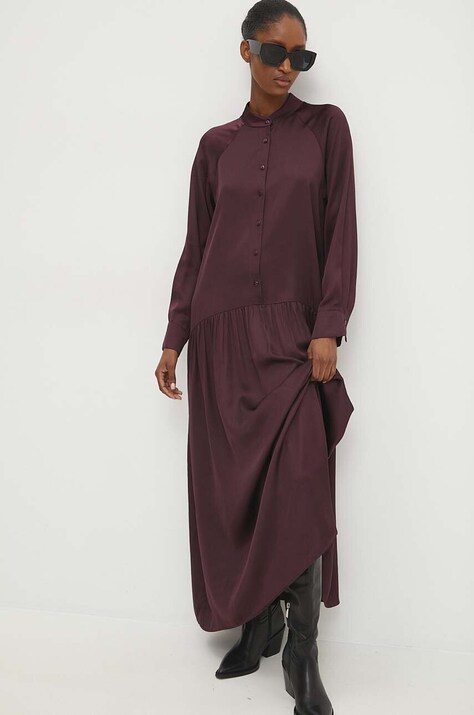 Answear Lab rochie culoarea bordo, midi, dreaptă