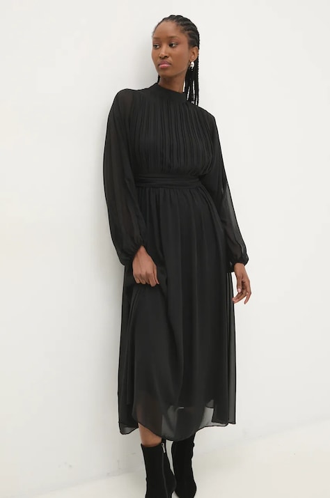Answear Lab rochie culoarea negru, midi, evazată