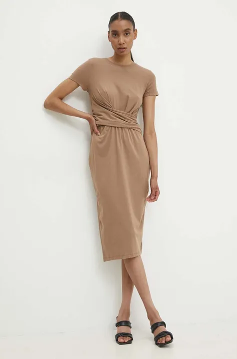 Answear Lab sukienka kolor brązowy mini dopasowana