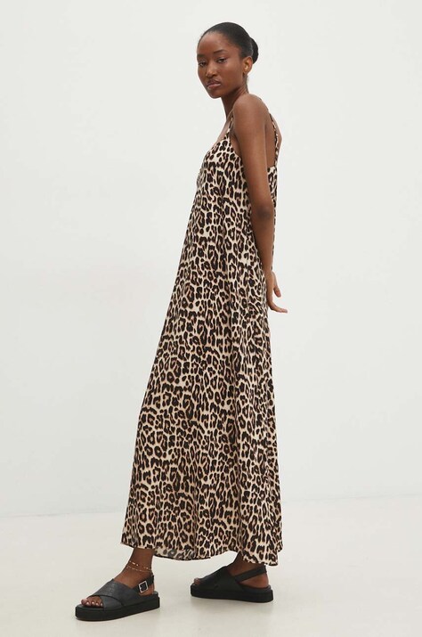 Answear Lab rochie culoarea maro, maxi, evazată