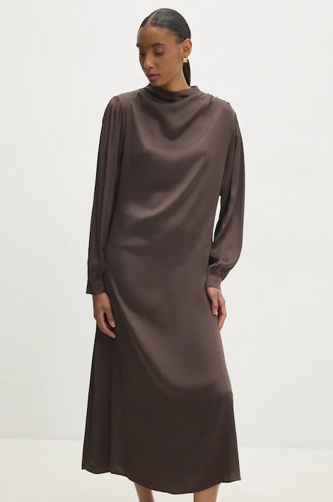 Answear Lab rochie culoarea maro, maxi, dreaptă