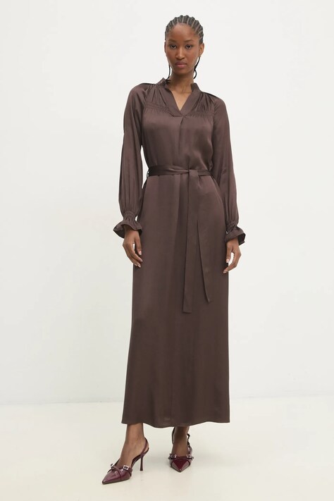 Answear Lab rochie culoarea maro, maxi, evazată