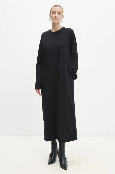 Answear Lab sukienka bawełniana kolor czarny maxi oversize