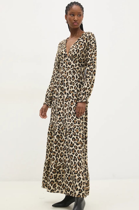 Answear Lab rochie culoarea bej, maxi, evazată