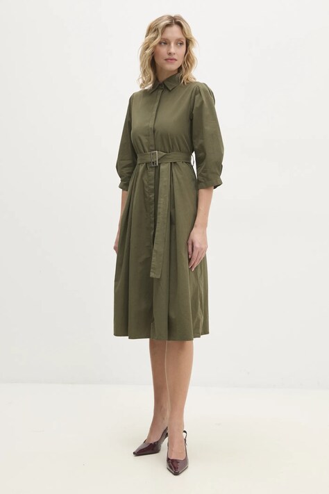 Answear Lab rochie din bumbac culoarea verde, mini, evazată