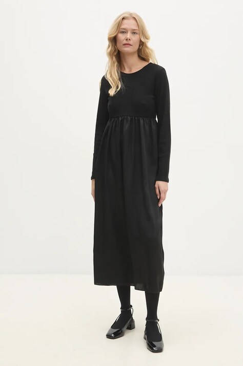 Answear Lab rochie culoarea negru, midi, evazată