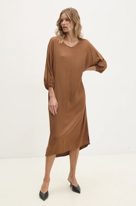 Answear Lab rochie culoarea maro, midi, oversize