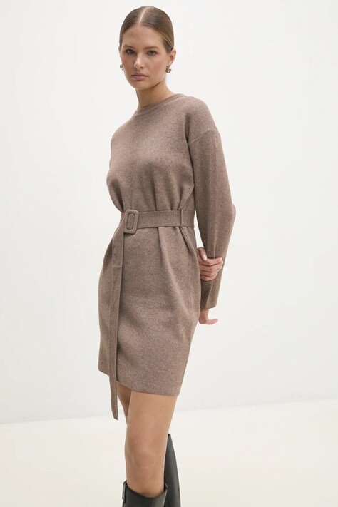 Vlněné šaty Answear.LAB hnědá barva, mini