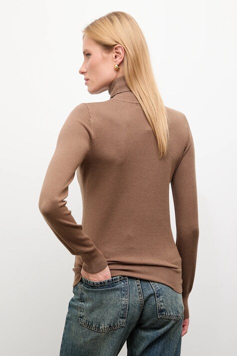Answear Lab sweter z kaszmirem kolor brązowy lekki z golfem