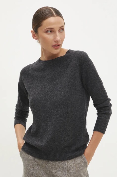 Answear.LAB sweter wełniany z kaszmirem damski kolor czarny lekki