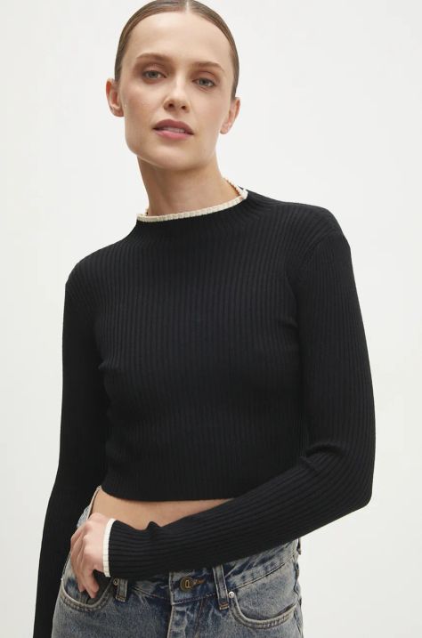 Answear Lab pulover femei, culoarea negru, cu turtleneck