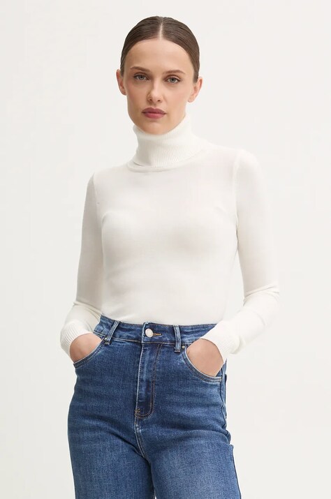 Svetr Answear.LAB dámský, bílá barva, lehký, s golfem