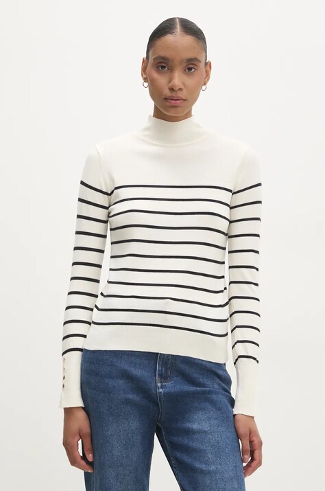 Answear.LAB sweter damski kolor biały lekki z półgolfem