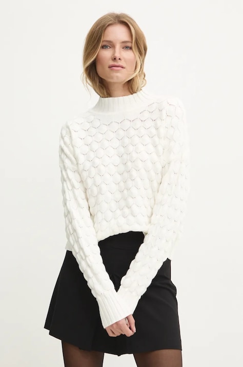 Answear.LAB sweter damski kolor biały lekki z półgolfem