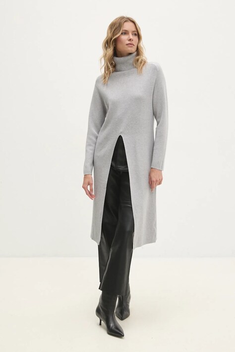 Sveter Answear.LAB dámsky, šedá farba, tenký, s rolákom