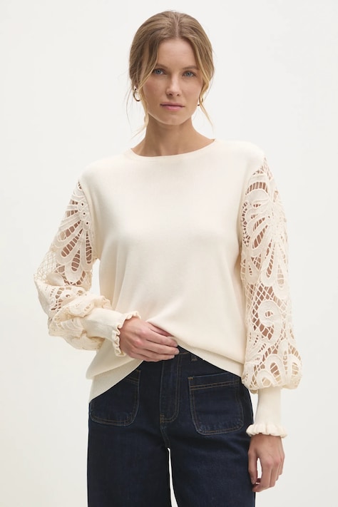 Пуловер с вълна Answear.LAB дамски в бежово от лека материя