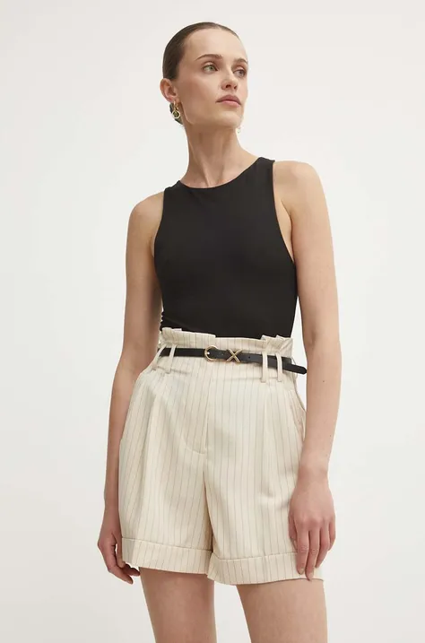 Kratke hlače Answear Lab za žene, boja: bež, s uzorkom, visoki struk