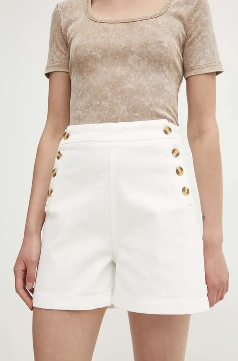 Джинсовые шорты Answear Lab женские цвет белый однотонные высокая посадка