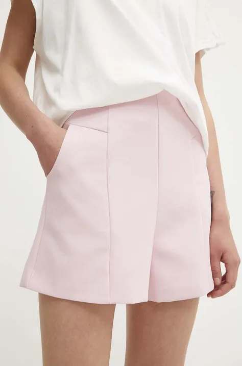 Answear Lab pantaloni scurti femei, culoarea roz, neted, high waist