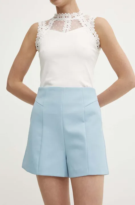 Answear Lab szorty damskie kolor niebieski gładkie high waist