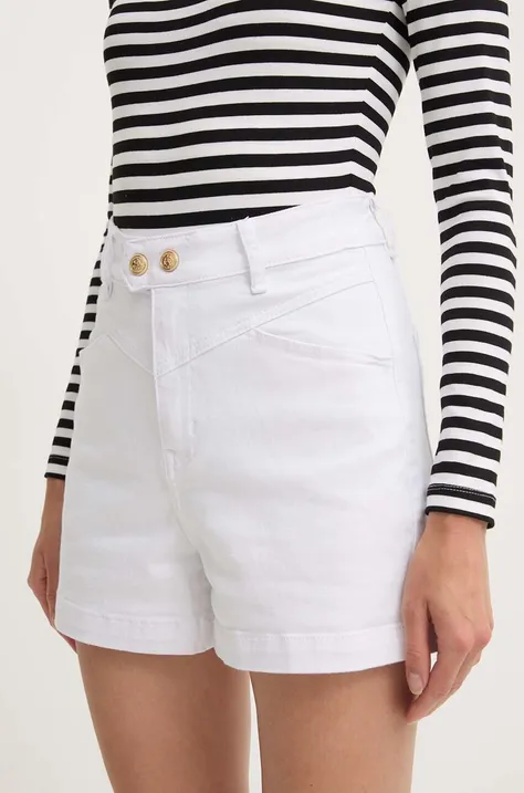 Answear Lab szorty jeansowe damskie kolor biały gładkie high waist