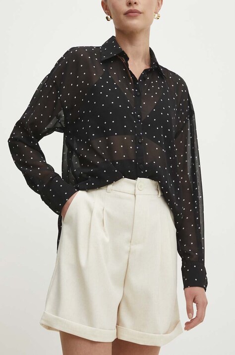 Answear Lab pantaloni scurti femei, culoarea bej, neted, high waist