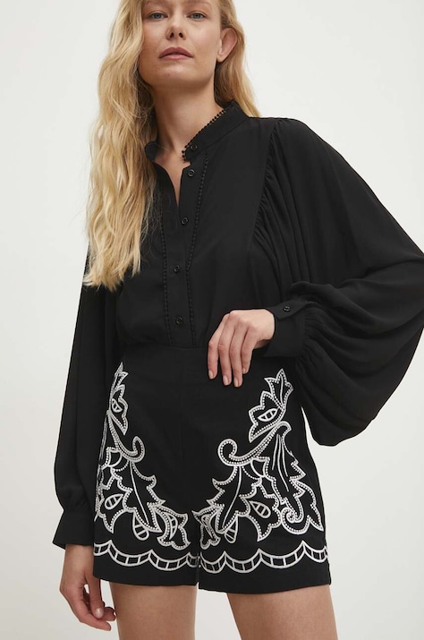 Kratke hlače z lanom Answear.LAB črna barva