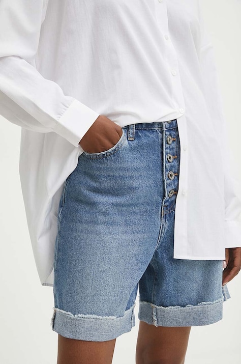 Answear Lab pantaloni scurti jeans femei, neted, high waist
