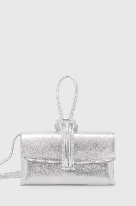 Usnjena torbica Answear Lab srebrna barva