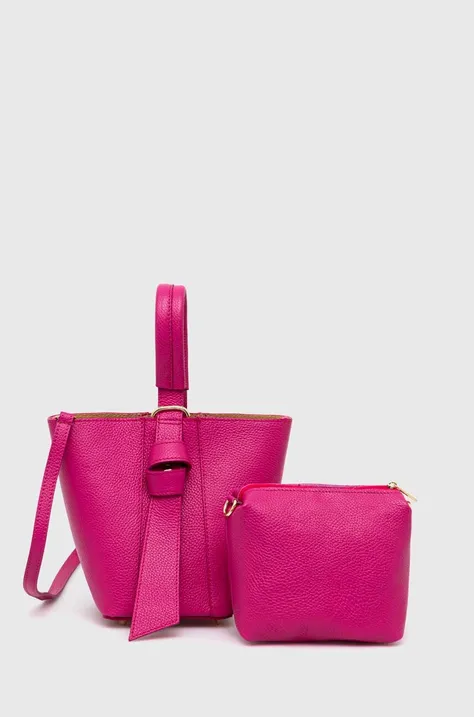 Кожена чанта Answear Lab в розово