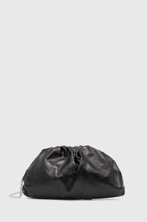 Usnjena večerna torbica Answear Lab črna barva