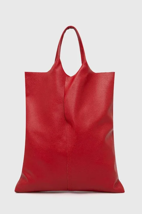 Usnjena torbica Answear Lab rdeča barva