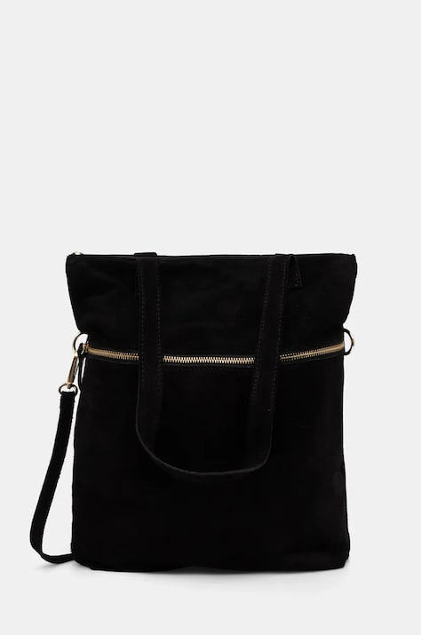Answear Lab geanta de mana din piele intoarsa culoarea negru