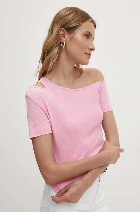 Answear Lab t-shirt damski kolor różowy