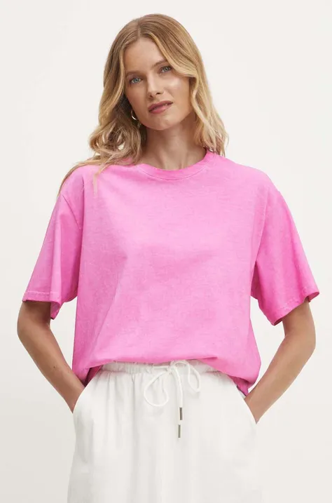 Хлопковая футболка Answear Lab женский цвет розовый