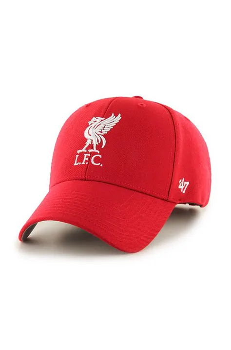 Čepice 47brand Liverpool FC červená barva, s aplikací, EPL-MVP04WBV-RDB