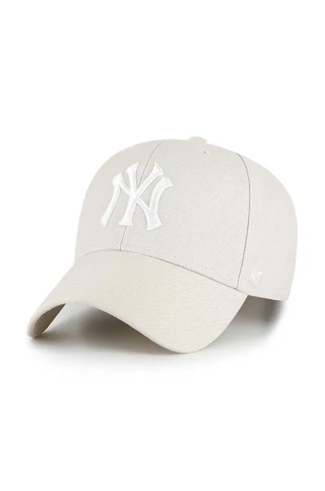 Кепка з домішкою вовни 47 brand Mlb New York Yankees колір бежевий з аплікацією