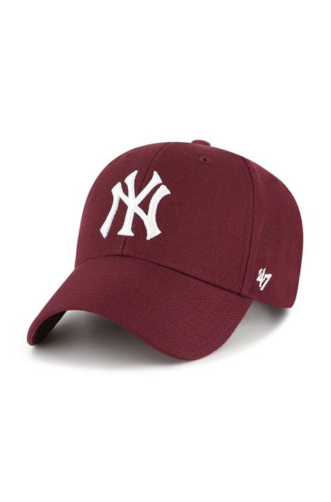 Шапка с козирка с вълна 47brand Mlb New York Yankees в бордо с апликация