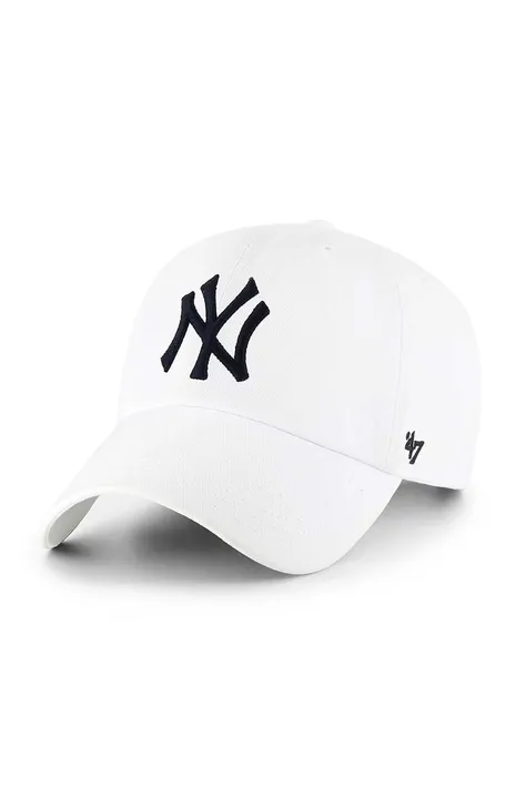 Бавовняна бейсболка 47 brand Mlb New York Yankees колір білий з аплікацією