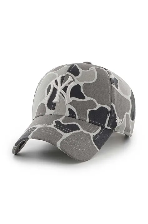 Хлопковая кепка 47brand Mlb New York Yankees цвет серый узор
